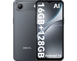 OSCAL FLAT 3C Smartphone - 4G Dual SIM - 16GB RAM - 128GB ROM - 6,56 inch - Android 16 Telefoon - 5000mAh 336Uren - 32MP - GPS - Zwart