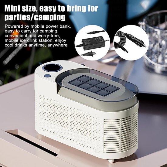 Mini IJsblokjesmachine - Draagbare IJsmaker - Drankjes Koelen - Snelle IJsproductie - 8 Blokjes/10 Min - Wit van MINI — afbeelding 2