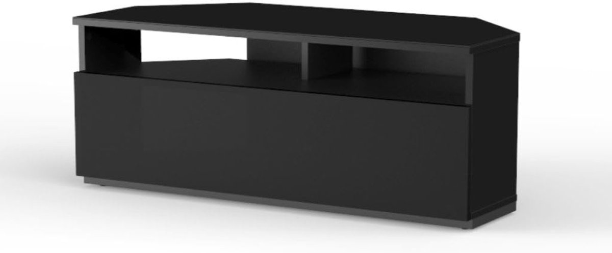 Hoek TV Meubel - TV Kast - Ruimte Besparen - Met Klapdeur - 100 cm Breed - Zwart
