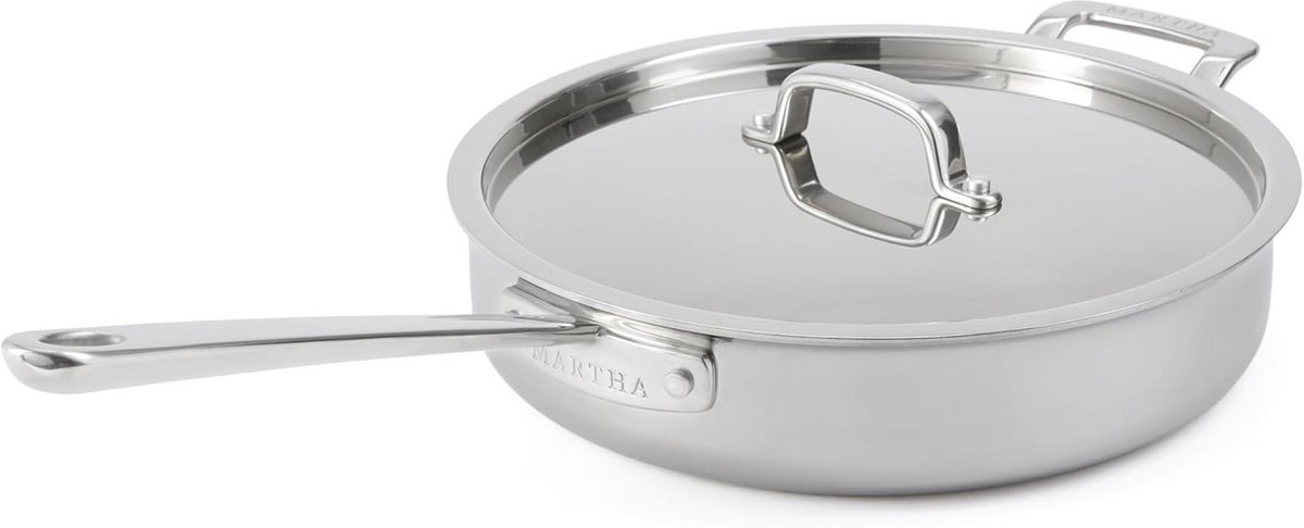 Ronde RVS Koekenpan met Deksel 3.5 Quart