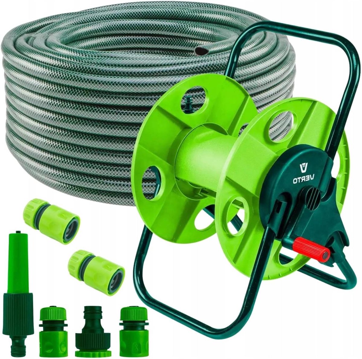 Tuinirrigatie Set - Slangwagen Douche - Planten Water Geven - Compleet met toebehoren - 30 Meter Slang - Groen