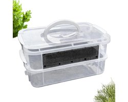 Meelworm Kweekbox - Voederstation Larven - Huisdieren Voeden - Hygiënische Kweekoplossing - 27 x 19 x 18 cm - Transparant
