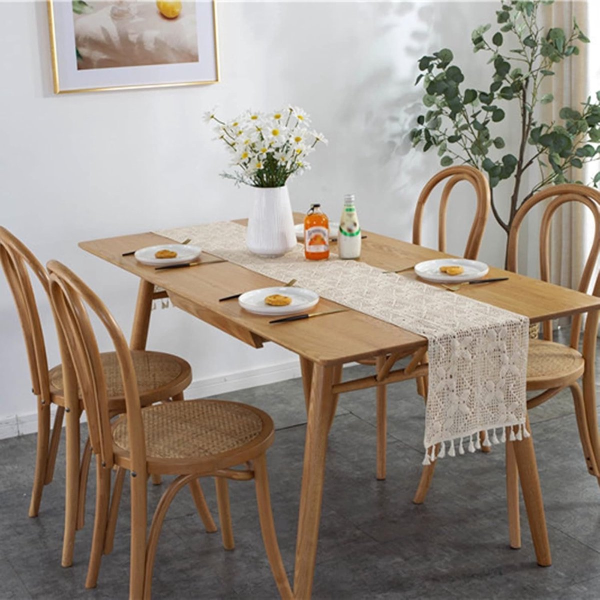 Tafel Runner - Tafeldecoratie - Feestelijke Decoratie - Geborduurde Vlinders - 30x300cm - Beige