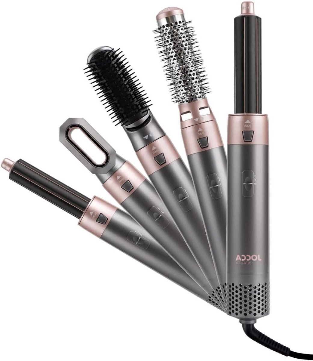 Heteluchtborstel - 5-in-1 stylingtool - Haar stylen thuis - Vijf verwisselbare koppen - 1000 W - Zwart