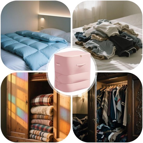 Dekens Opbergzakken - Beddengoed Organizer - Ruimte Besparen - Transparant Venster - 61 cm - Roze — afbeelding 4