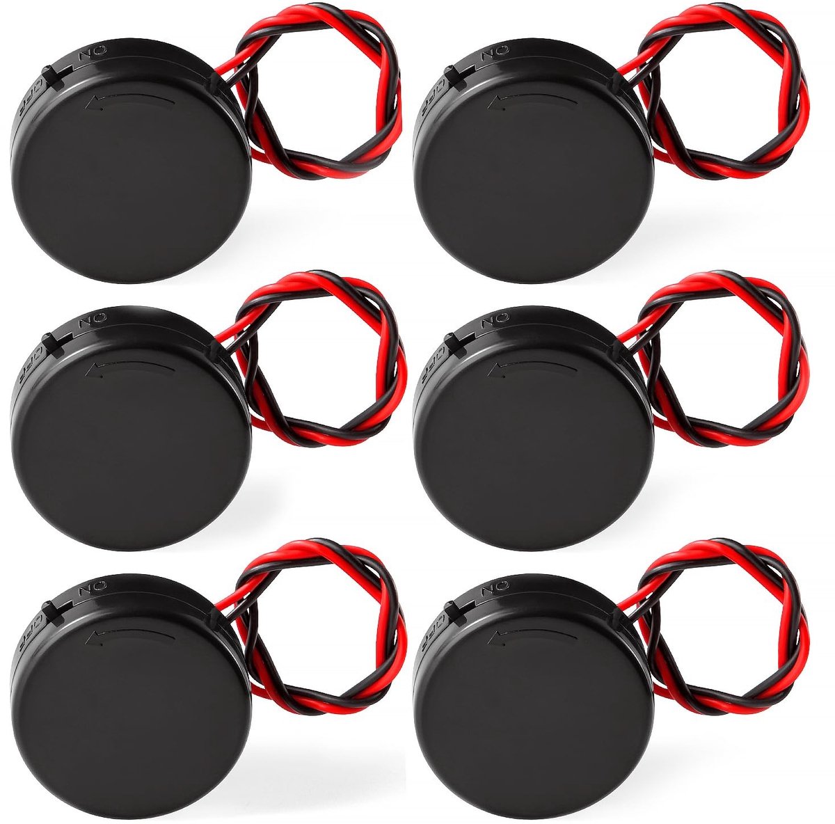 ONF3 - CR2032 Batterijhouder - Knoopcel Batterijhouder - Met Aan/Uit-schakelaar - Zwart - 2 x 3V Batterijhouder - Voor Diverse Toepassingen - 6 ...