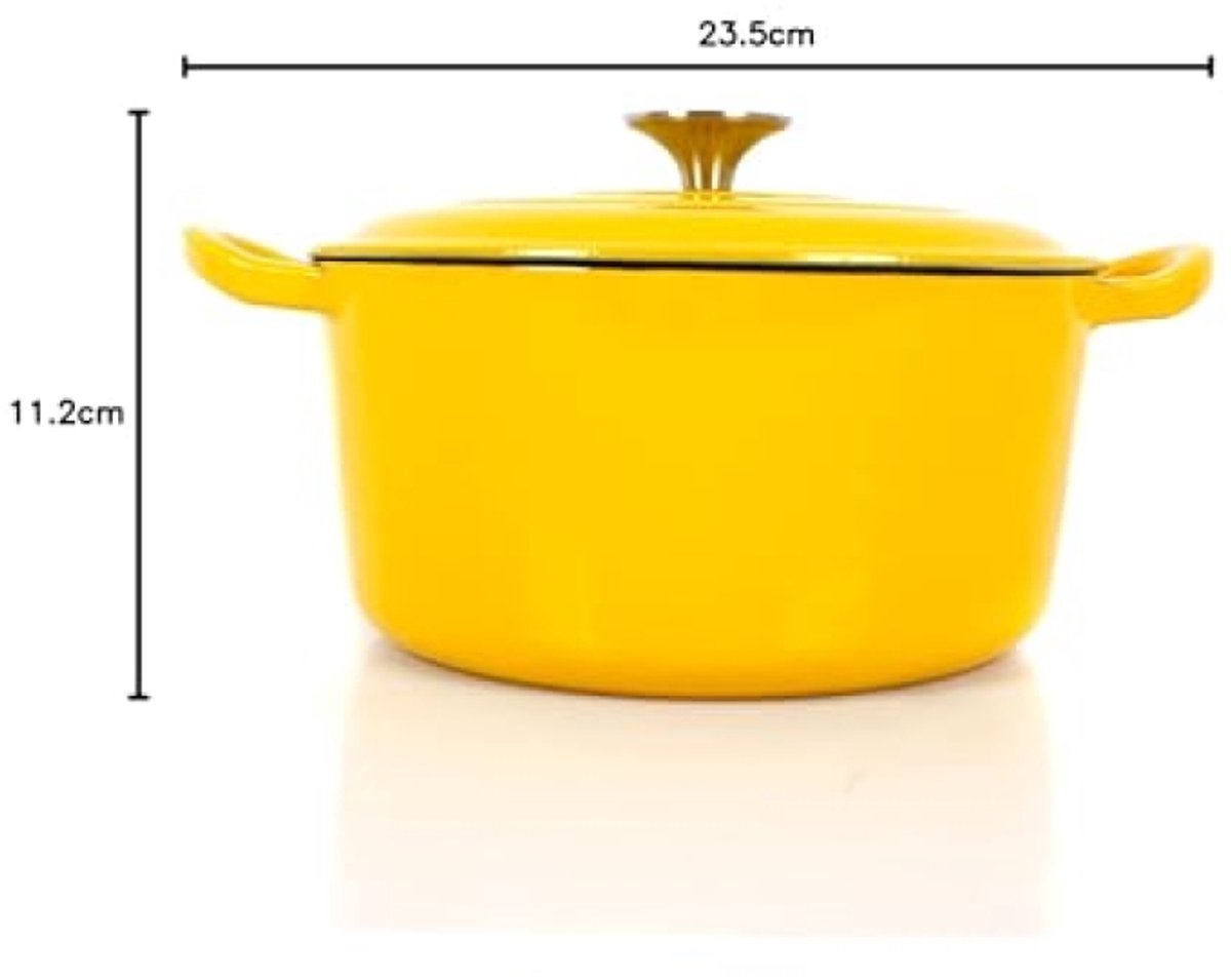 Gietijzeren braadpan met geëmailleerde coating - 3,5 liter - voor alle warmtebronnen - geel