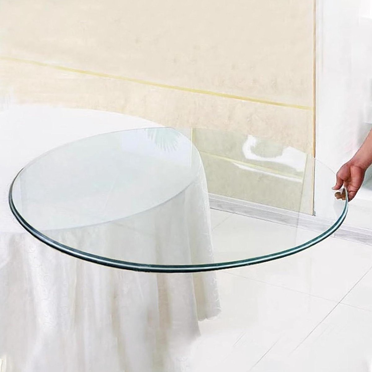Glazen Tafelblad - Ronde Vervanging - Bescherming Tafel - Gehard Glas - 50 cm - Transparant