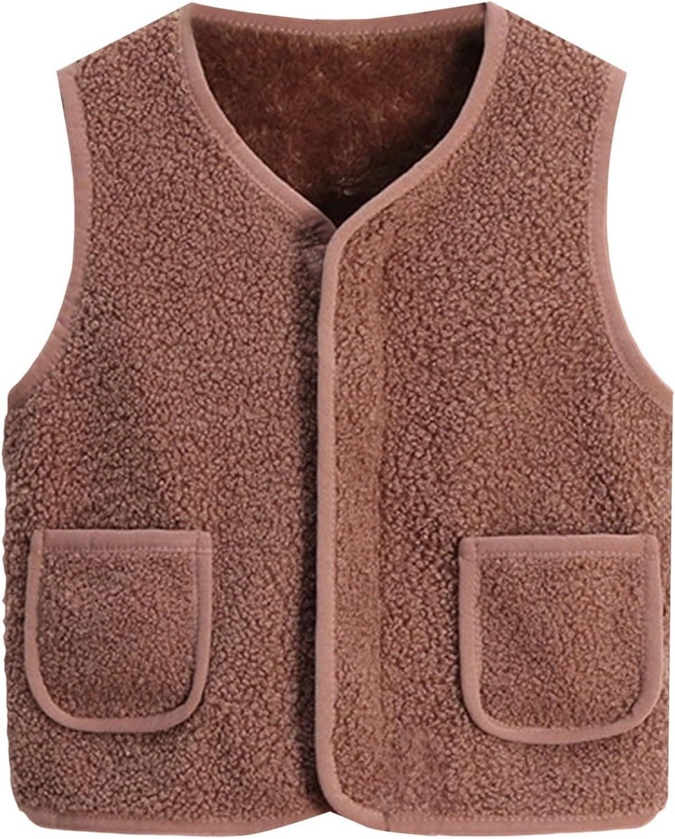 Kinderen Fleece Vest - Baby Jasje - Warm Blijven - Zachte Voering - Met Zakken - Blauw