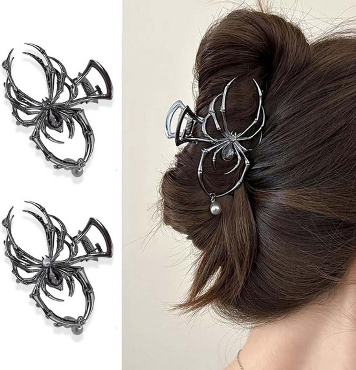 2 stuks metalen spinnen haarklemmen voor punk & Y2K stijl haaraccessoires