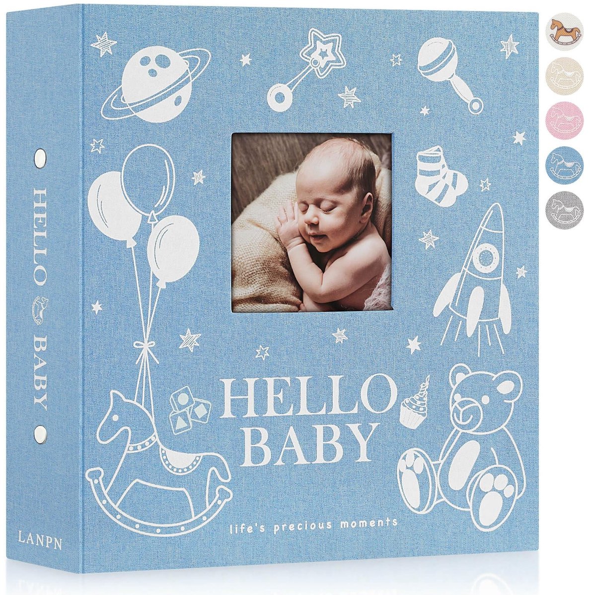 aladdien - Babyfotoalbum - Babyshower - Grote Capaciteit - Blauw - Fotoboek voor 600 Foto's - Geschikt voor Nieuwe Ouders