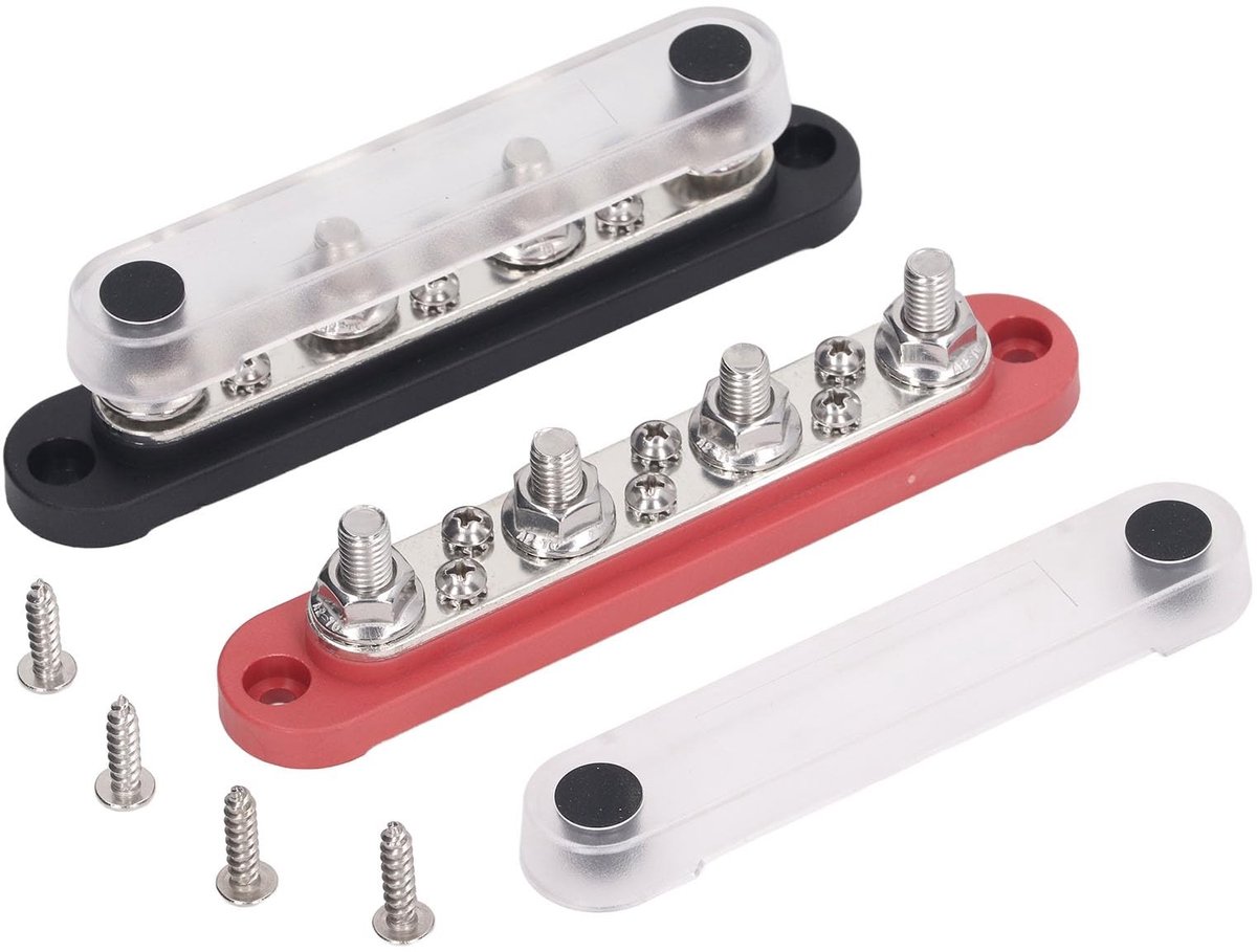 aladdien - 150A 10 Way Bus Bar - Terminal Block - Stofkap - 12V-48V - Voor Car Marine Solar System - Ideaal voor zonnepanelen