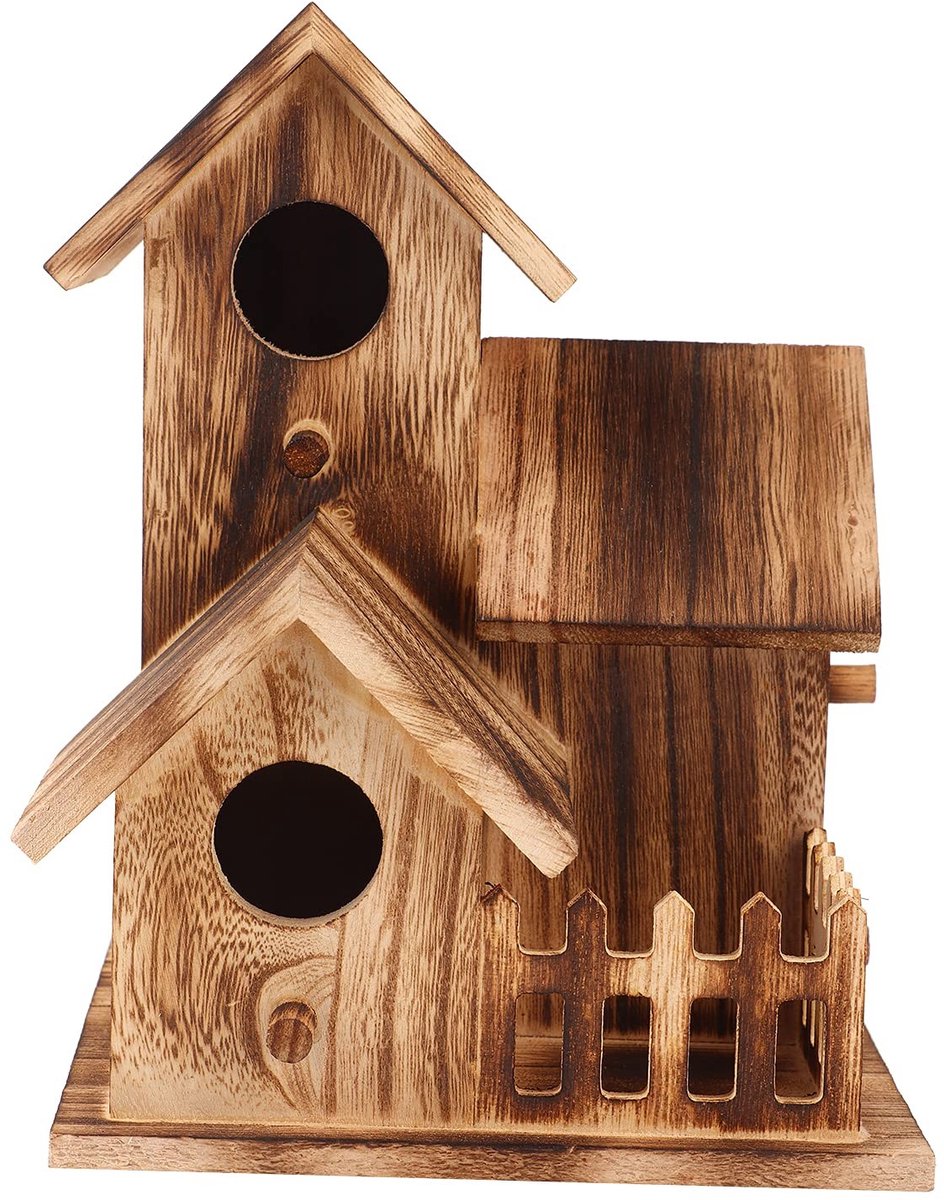 aladdien - Houten Vogelhuisje - Klein Vogelhuisje - Geschikt voor Buiten - Bruin - Vogelnestkast - Decoratie voor Tuin en Balkon