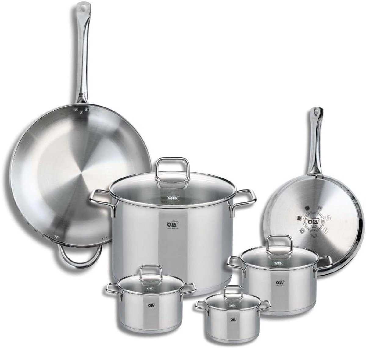 Kookpan Set - Pannen Set - Gezond Koken - Roestvrij Staal - 6 Delig - Grijs