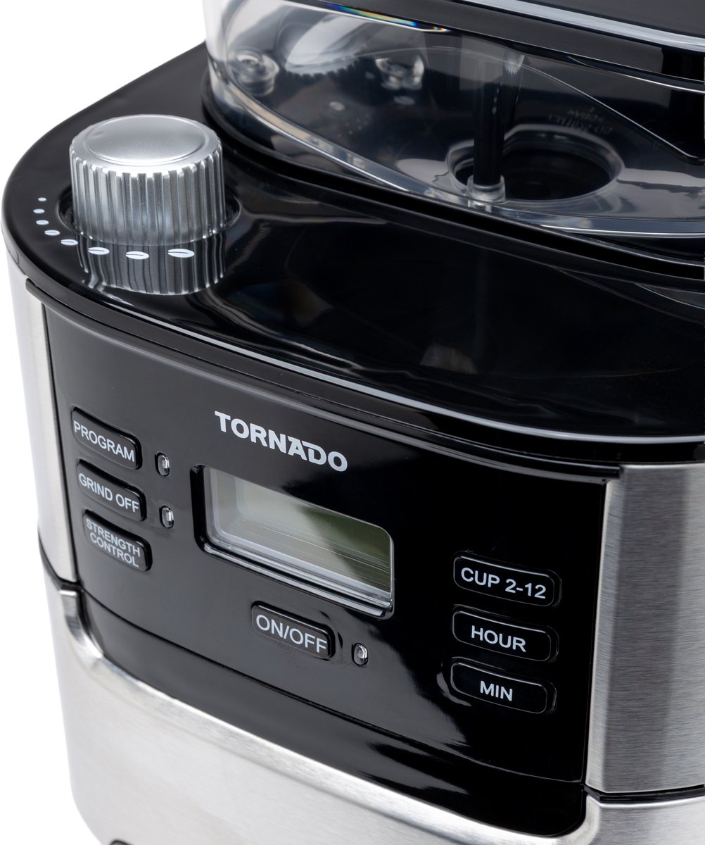 Tornado TCM-1025A-GS - Koffiezetapparaat met Bonenmaler - 1.5L - 12 Kopjes - Timer thumbnail 3