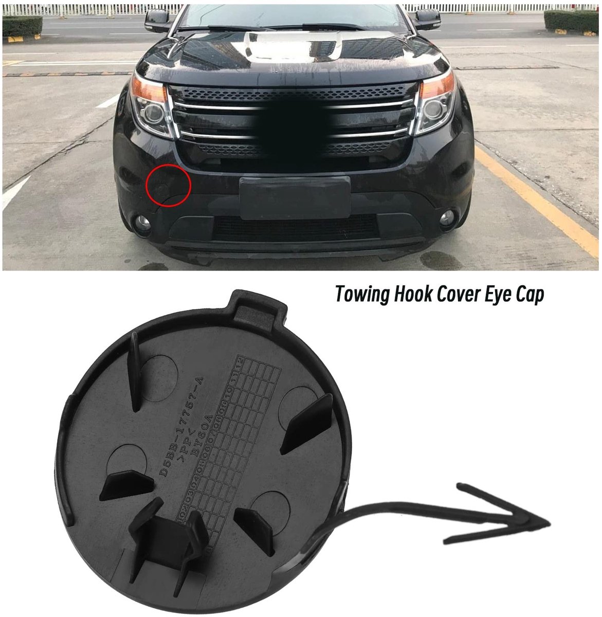 ONF3 - Voorbumper Tow Trekhaak Eye Cover - Compatibel met Ford Fiesta - Zwart - Kunststof - Voorkom schade - Onderdeel 2012-2017