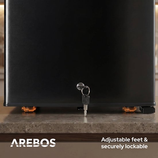 AREBOS 40L Mini koelkast stil compact minibar met slot LED zwart kantoor home van AREBOS — afbeelding 2