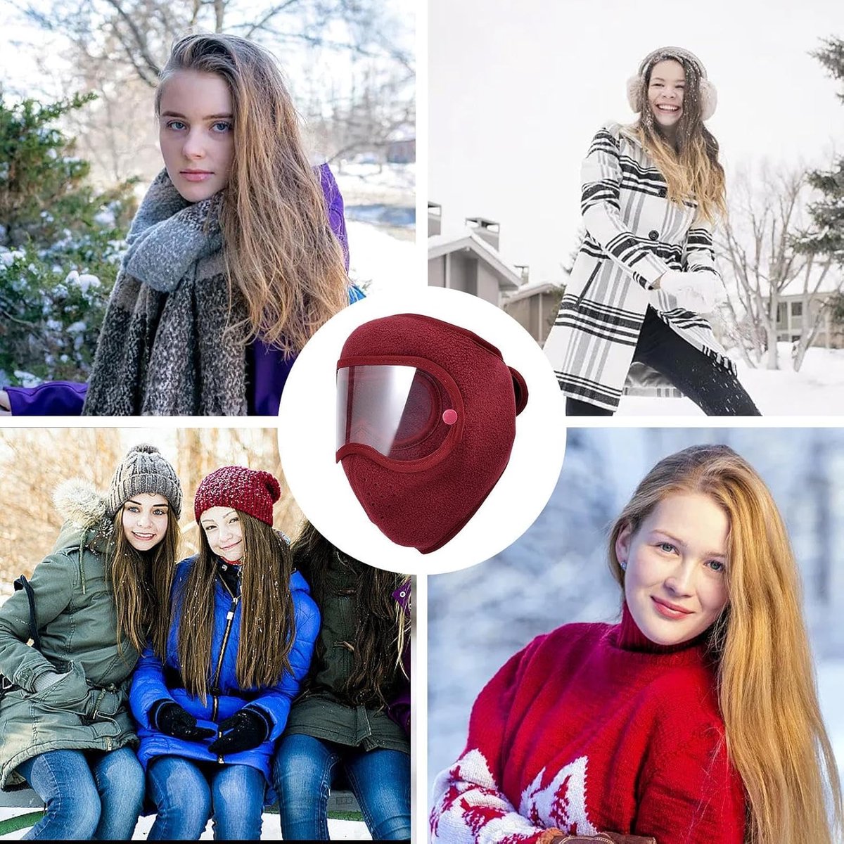 Winter Gezichtsmasker - Warmnek warmer - Bescherming tegen kou - Ademend materiaal - 20 x 10 cm - Zwart