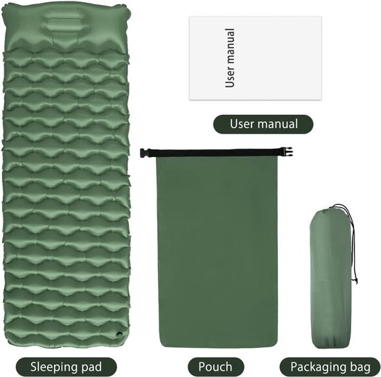 Campingmatras Opblaasbaar - Slaapmat Outdoor - Kamperen Buiten - Ultralicht Ontwerp - 190 x 59 cm - Groen — afbeelding 5