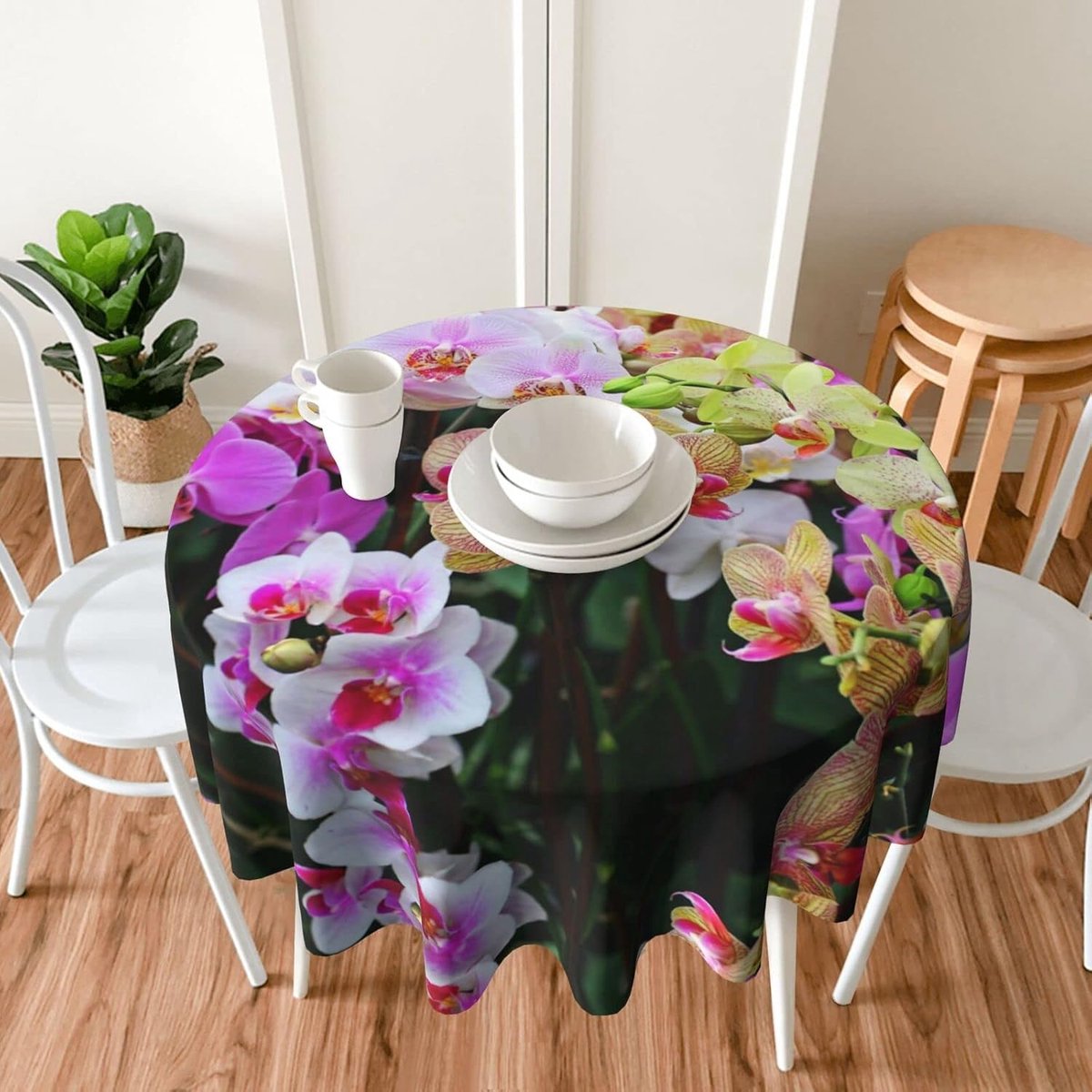 Tafelkleed - Decoratieve stof - Eettafel versieren - Machinewasbaar - 150 cm - Orchideeën