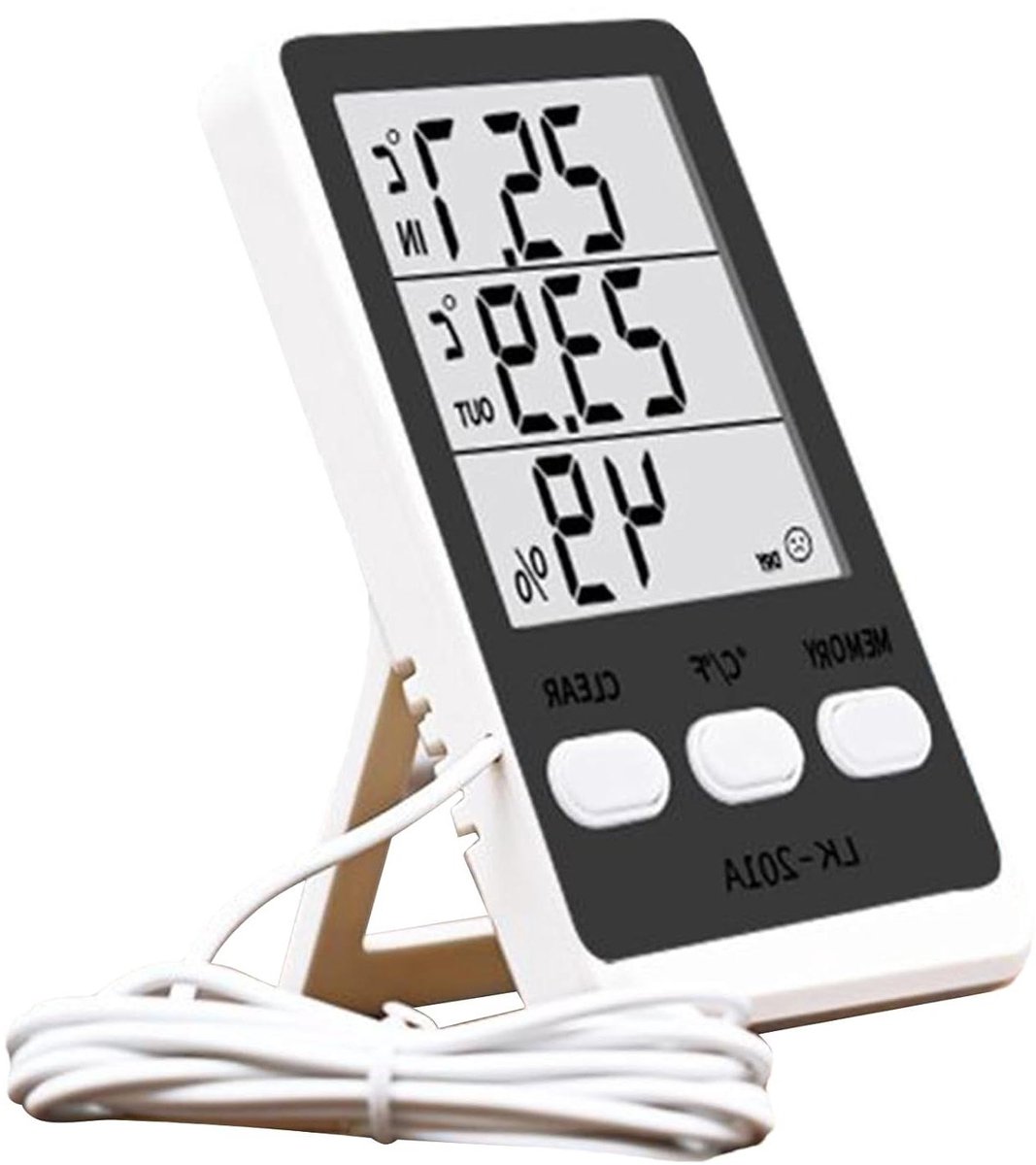 Koelkast Temperatuurmeter - Digitale Hygrometer - Opslag Bewaken - Waterdicht Dubbel Display - 12.5 cm - Wit