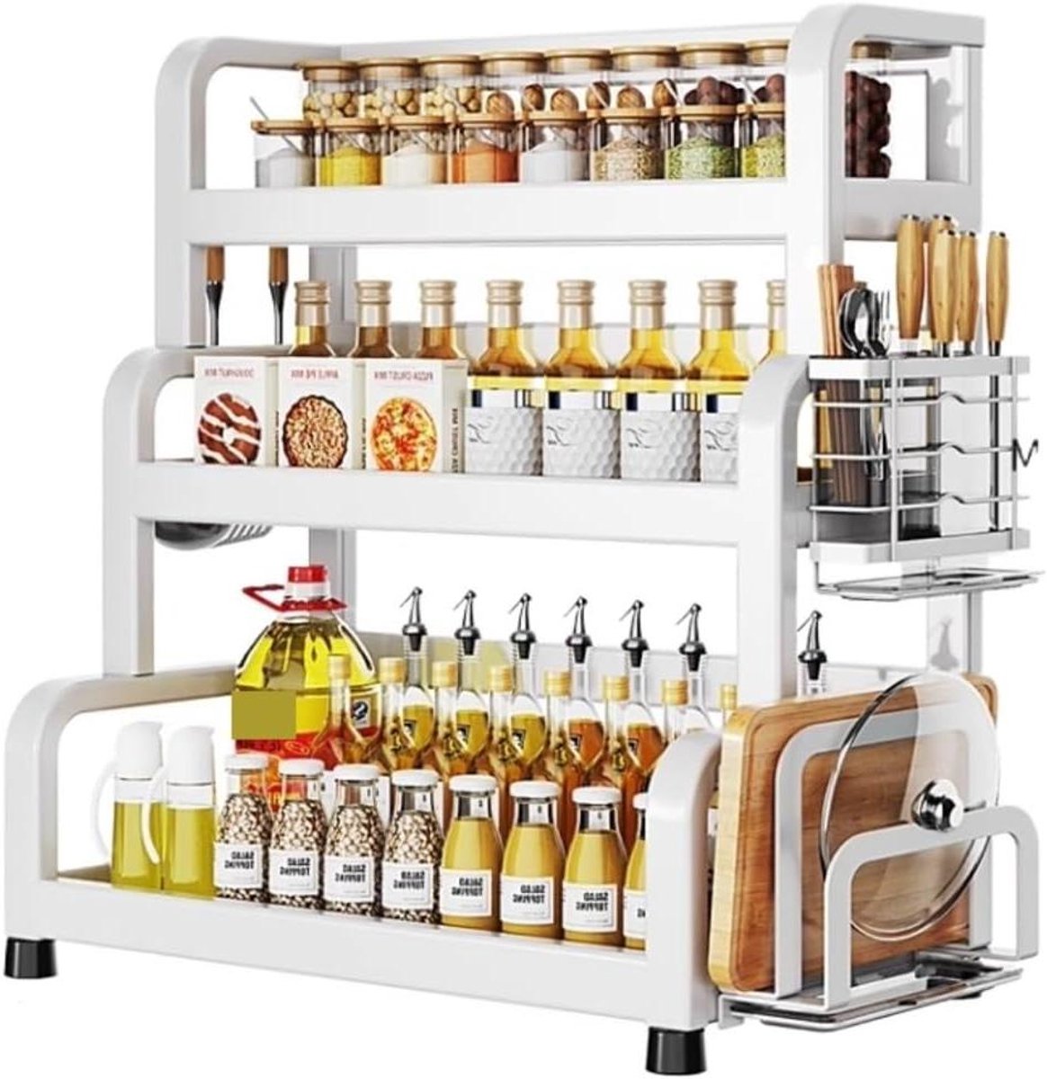 Kruidenrek - Keuken Organizer - Keuken Opbergen - 3 Laags Ontwerp - 47cm - Wit