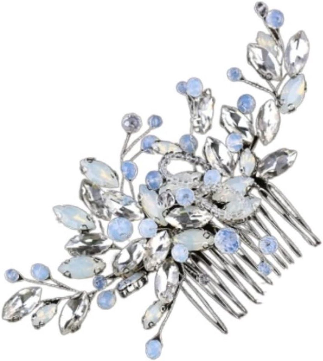 Haarkam Bruiloft - Bruid Haaraccessoires - Feestelijk Kapsel - Met Kristallen - One Size - Blauw