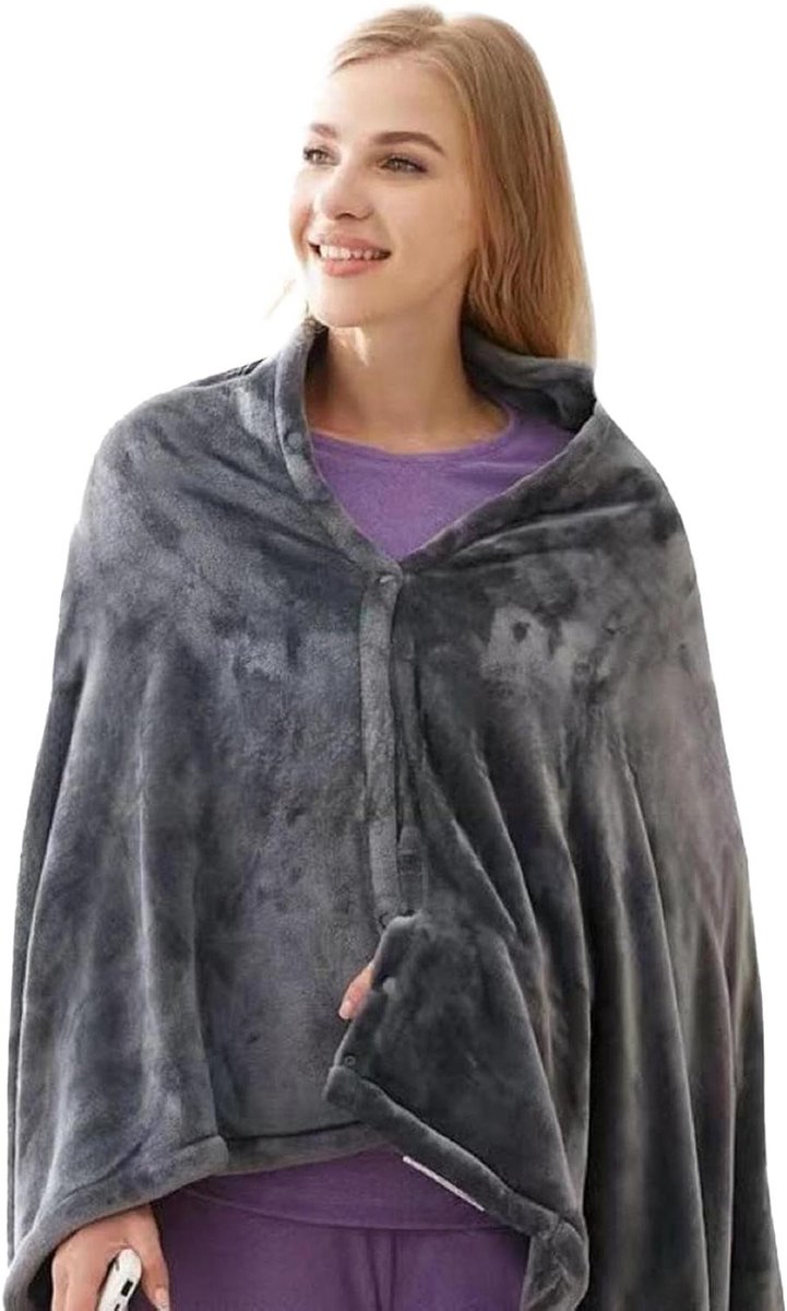Verwarmde deken - Elektrische sjaal - Comfort op koude dagen - Instelbare warmte - 80 cm - Grijs