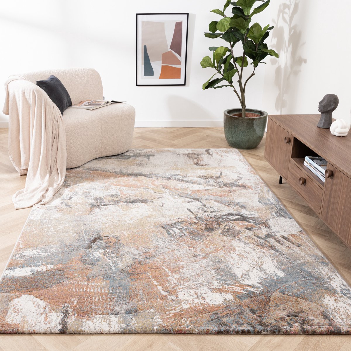 Studio Clarice Abstract vloerkleed - Xavier Brush Grijs/Multicolor - 160x230cm