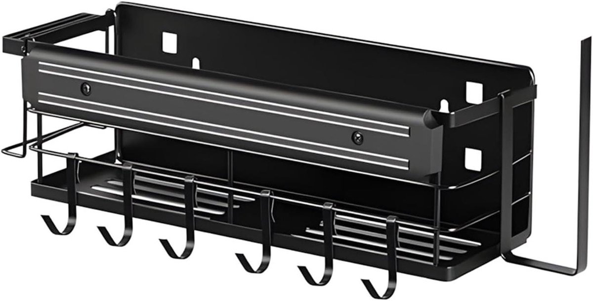 Bevestigbare Plank - BBQ Organizer - Buiten Koken - Met Haken - 35 cm - Zwart