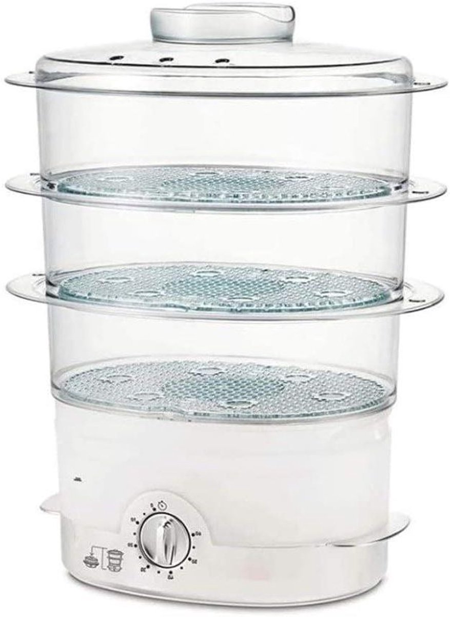 Elektrische stoompan Stoomkoker 3 etages Gezond koken Automatische timer 8 liter capaciteit Zwart