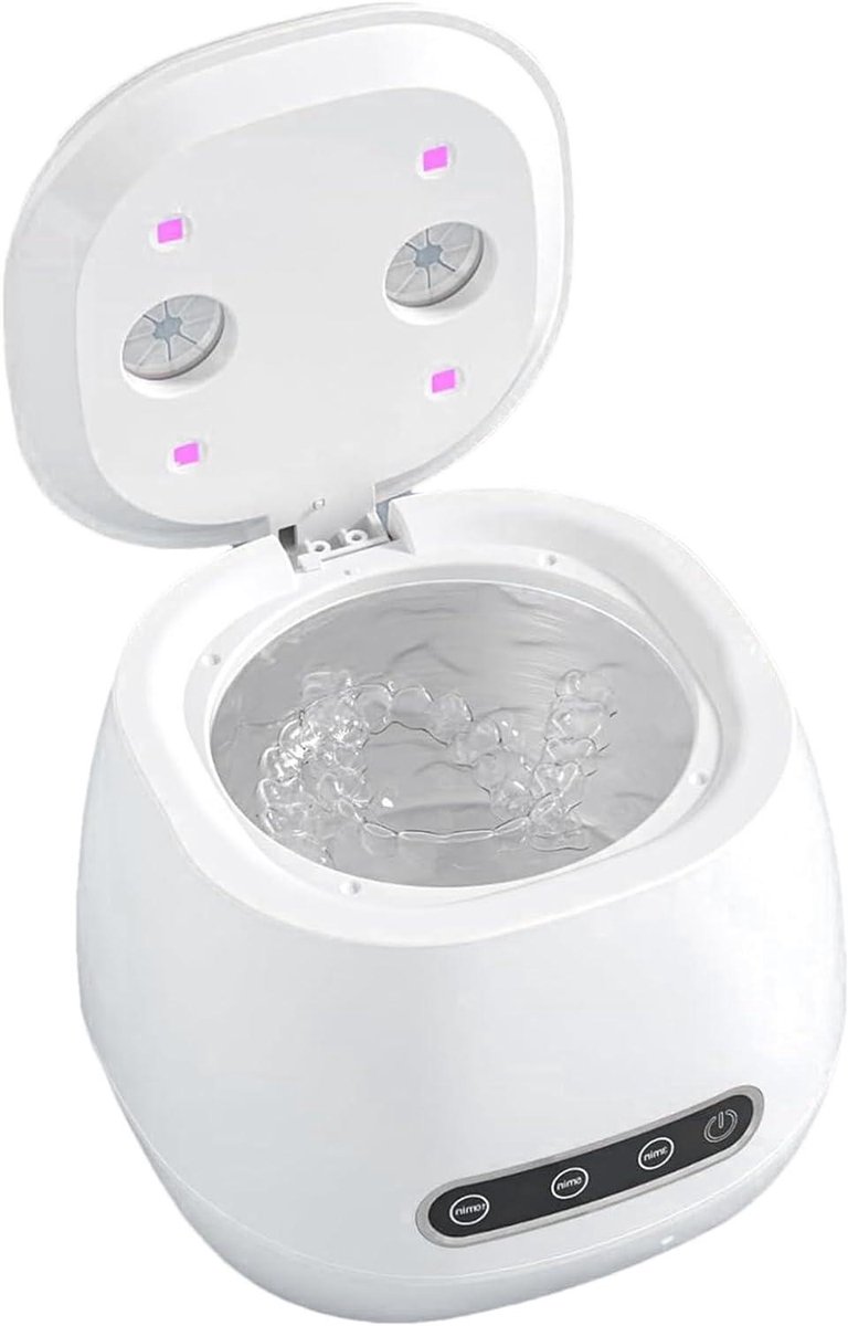 Tandprothesereiniger - Retainer reiniger - Hygiënisch reinigen - Ultrasoon en UV - 200 ml tank - Wit