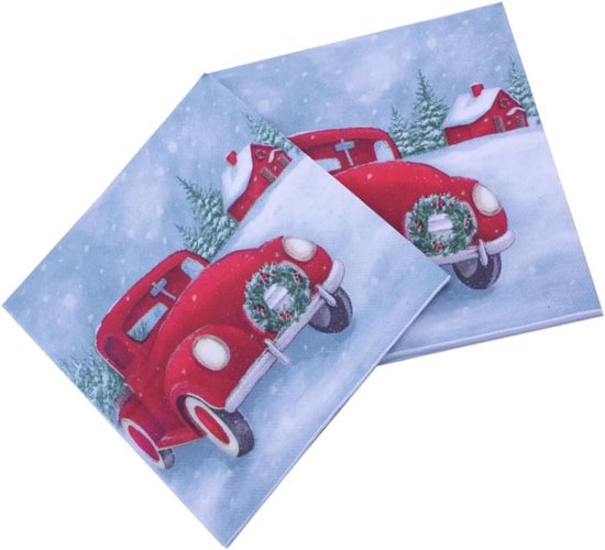 Kerst Servetten - Feestelijke Servetten - Tafeldecoratie - Vrolijk Cartoon Design - 100 Stuks - Groen