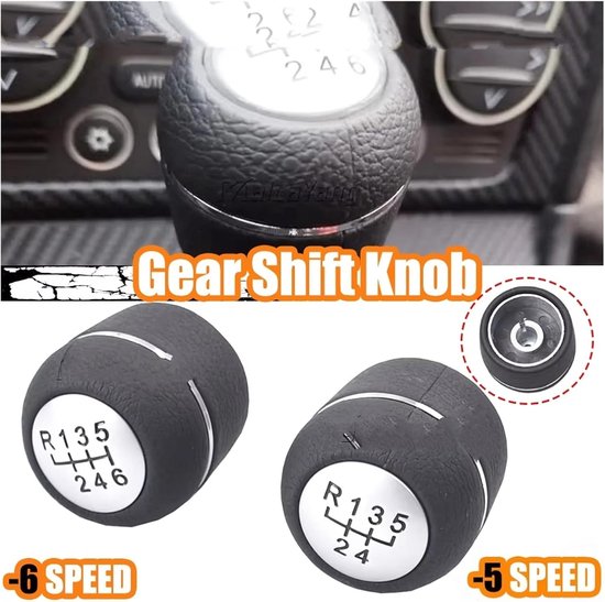 Versnellingspookknop - Schakelhendel Pook - Comfortabel Rijden - Duurzaam ABS PU Leer - 6 cm Hoogte - Zwart — afbeelding 2