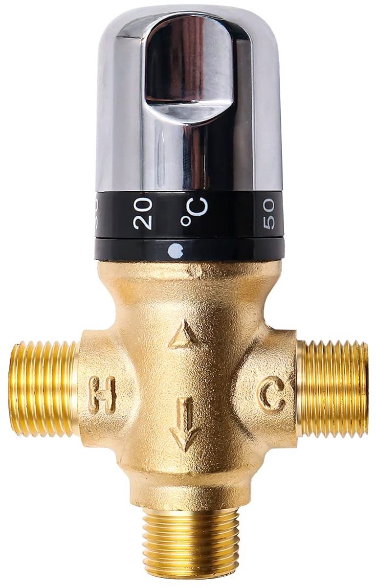 aladdien - Thermostatkraan - Warm Water - Brons - Mengkraan - Temperatuurcontrole - Geschikt voor Badkamer - 15 mm