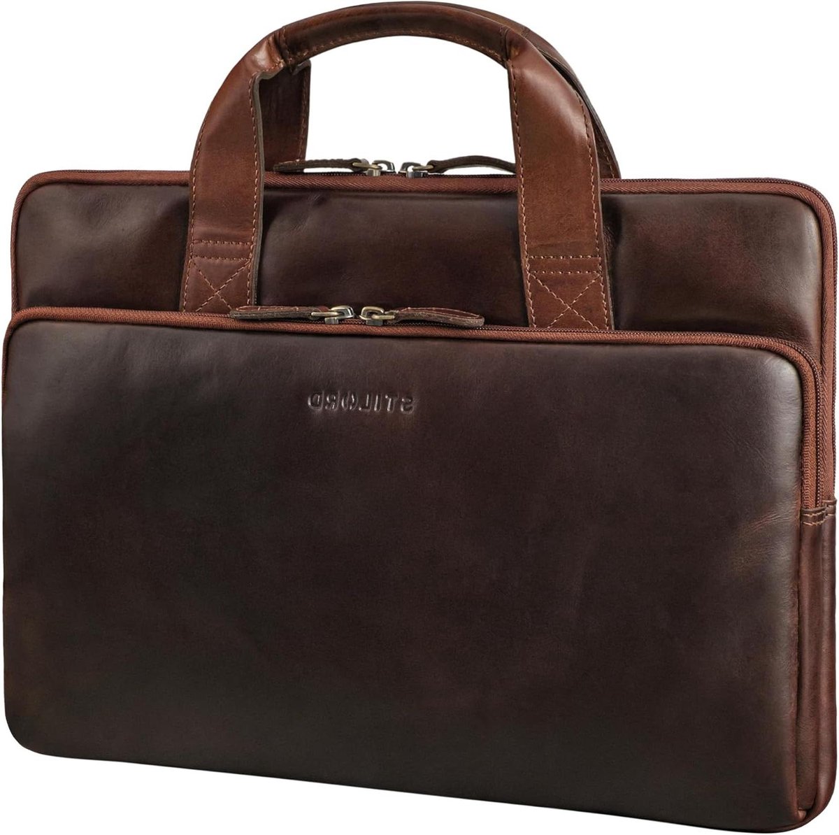Laptoptas Leer - Zakentas Aktetas - Zakelijk Gebruik - RFID Bescherming - 15.6 Inch - Bruin
