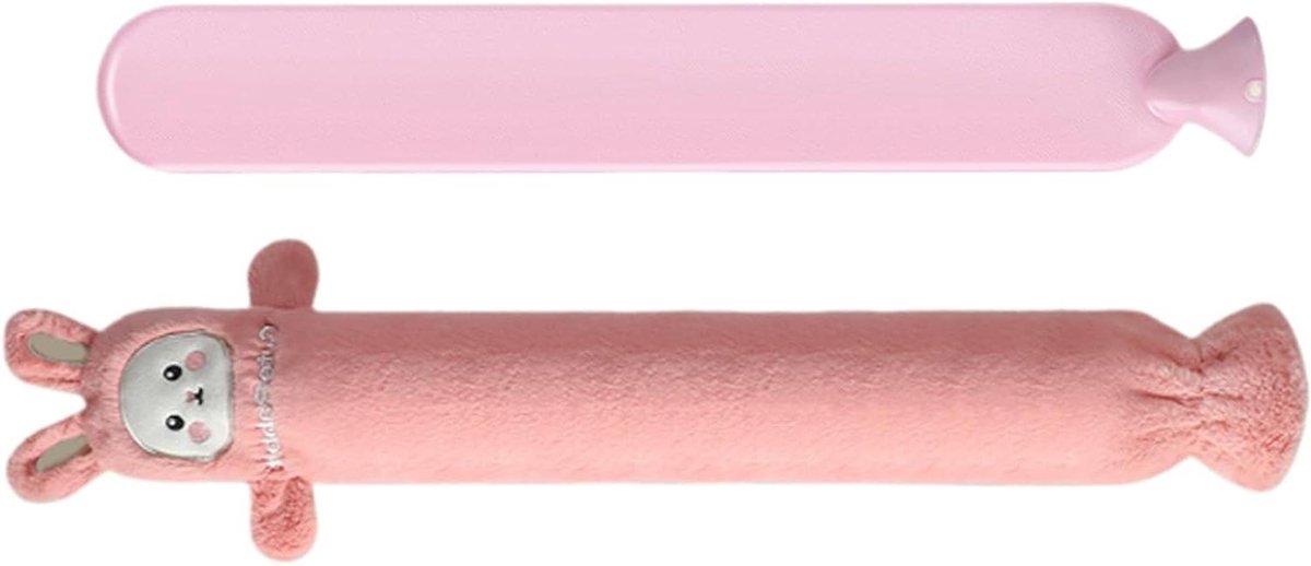 Warmwaterkruik met hoes - Lange warmtezak - Verlichting en Ontspanning - Schattig konijnenontwerp - 85 cm - Roze