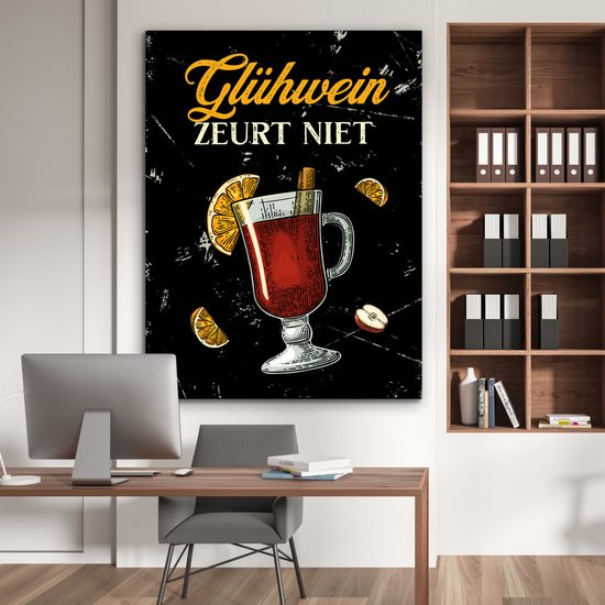 Décoration murale Métal - Peinture Aluminium Industriel - Vin chaud - Glas - Vintage - 120x160 cm - Dibond - Photo sur aluminium - Décoration murale industrielle - Pour le salon/chambre - Cadeau pour femme