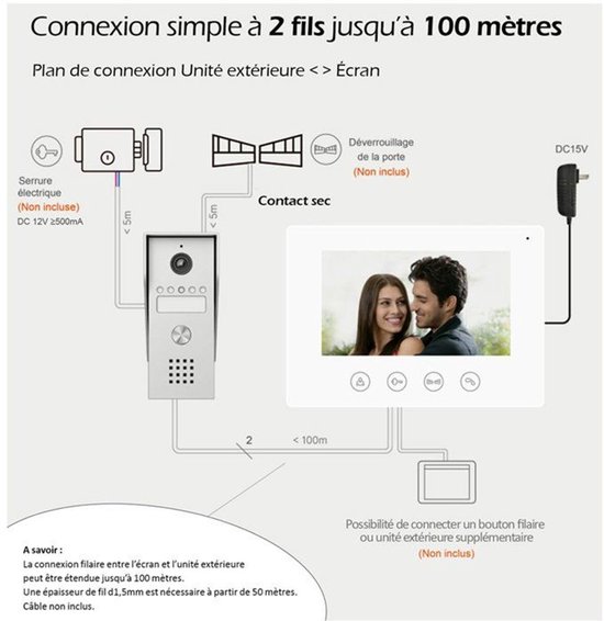 Videodeurintercomsysteem - KYF - Bedraad - Wi-Fi-verbinding - 7" touchscreen - 2 draden — afbeelding 5