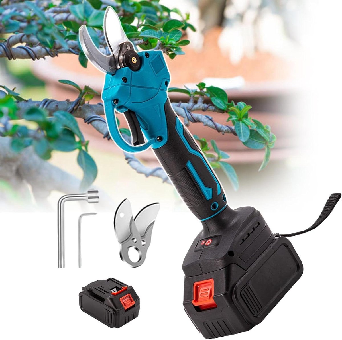 Elektrische Snoeischaar - Takkenschaar Batterij - Takken Snoeien - Krachtige Borstelmotor - 25 Mm Diameter - Zwart