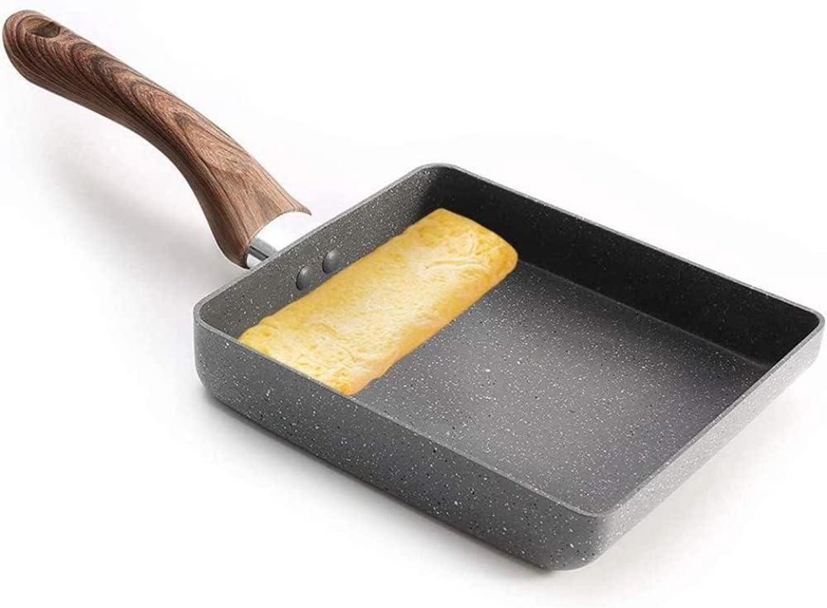 Omelet Pan - Koekenpan Ei - Ontbijt Maken - Antiaanbaklaag - 18.6 x 15.5 cm - Zwart
