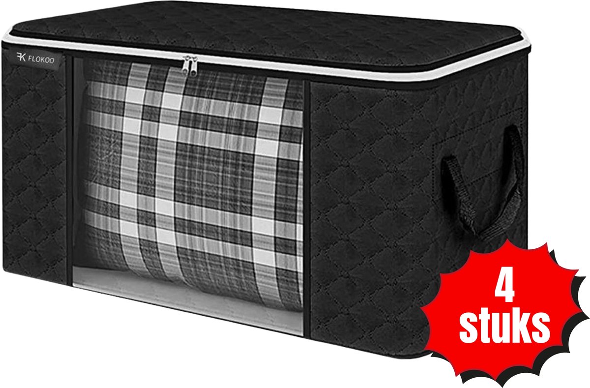 Opbergtas Kleding - Zwart - 4 Stuks - Organizer voor Dekbed - Opbergzak - Opbergers voor Seizoenskleding