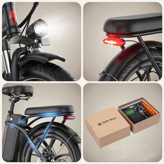 Fafrees F20+ Opvouwbare E-Bike Wit, 25km/h Max Snelheid, 20Ah Accu & 250W Motor, 90km Actieradius, 7 Versnellingen Shimano, 20x3.0 Robuuste Banden, 160mm Schijfremmen, Voorvering, LED Koplamp/Achterlicht van FAFREES — afbeelding 5