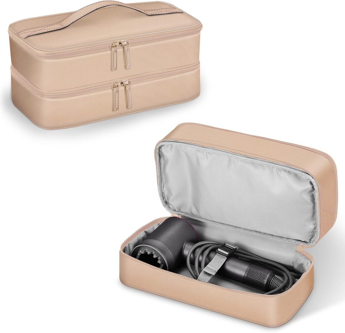 Reisbag voor Dyson Haardroger en Airwrap Styler, Dubbel Laags Beschermtas, Roze Goud, Geschikt voor AC Motor en 1800 W Haardrogers