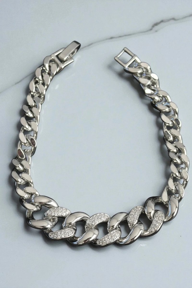 Dorvina Messing Dames Armband Zilverkleurig Zirkonia Dik Ring Model | Stijlvol en Duurzaam Sieraad, Aksesuar
