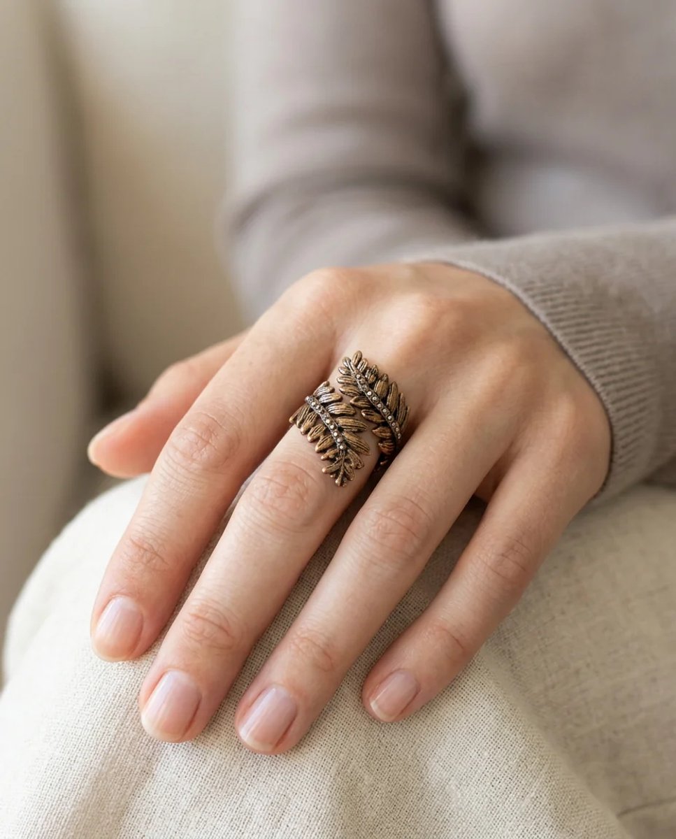 Dorvina Bronzen Dames Ring Antiek Sieraad Margazit Steen Bewerkt Ask Merdiveni Model Van Voren Verstelbaar Vintage Ring