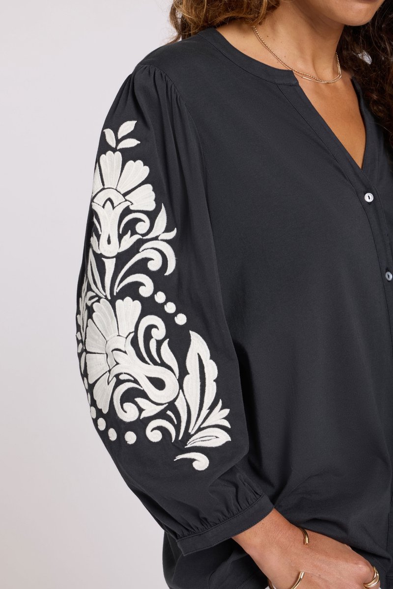 Embroidered Knit Blouse