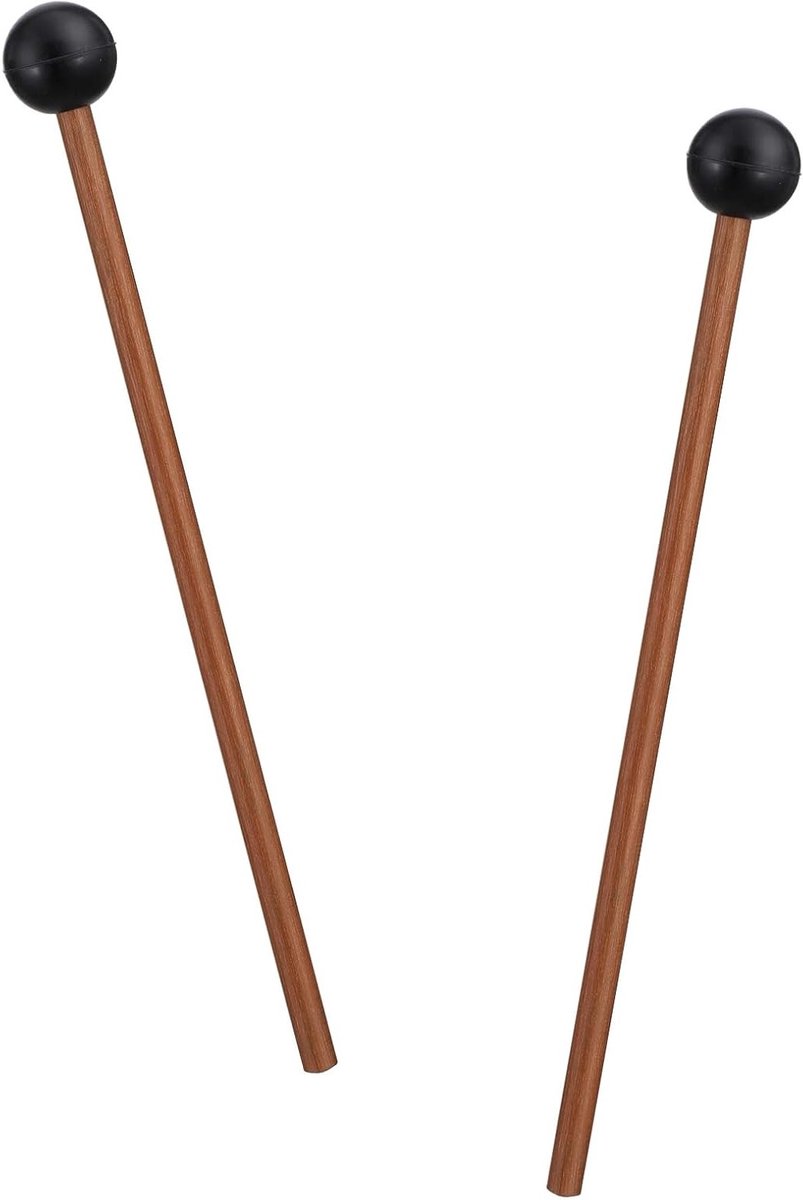 2 Stuks Houten Xylofoonhamers met Rubberen Kop, Drumsticks voor Klokkenspel en Houtblok, 20,07 cm Lang