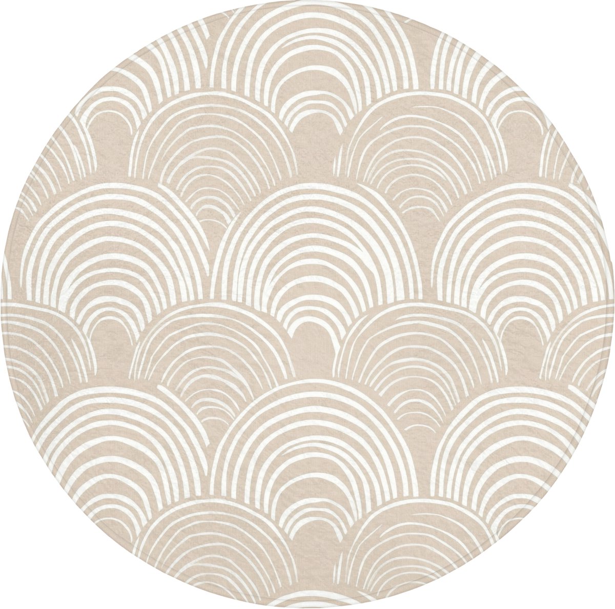 WC mat rond 70x70 cm - Antislip - Golven - Structuur - Beige - Toiletmat - Vloermat - Douc