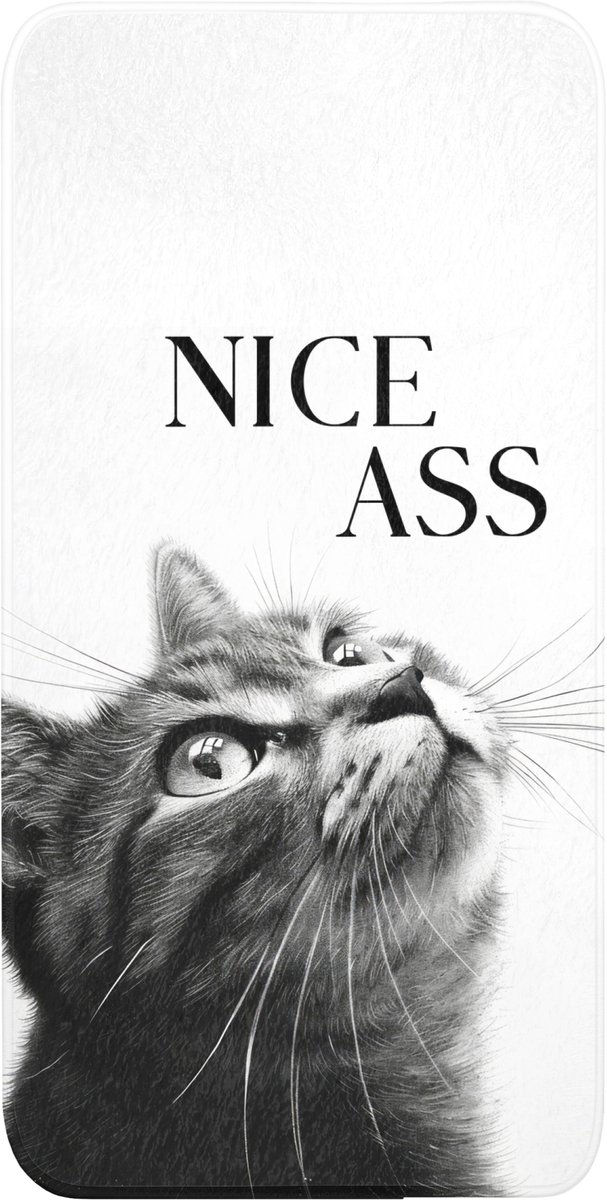 Badmat 60x120 cm - Antislip - Katten - Nice ass - Quote - Zwart wit - Spreuken - Badmatten voor badkamer - Badkamermat - Douchemat - Badkamer mat
